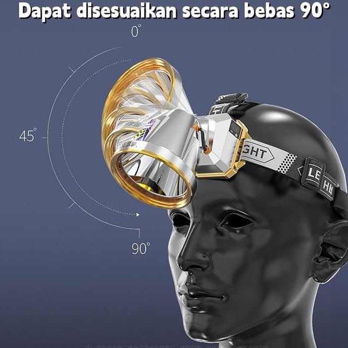 Diskon Senter Kepala Led Super Terang 10000 Lumen / Senter Anti Air Type-C Rechargeable / Senter Sen