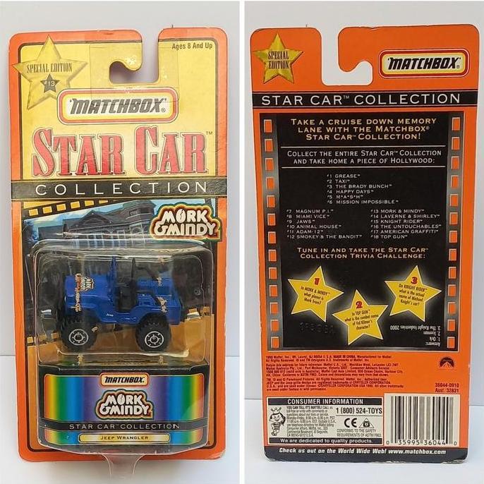 matchbox jeep 4x4 wrangler willys laredo mork & mindy star car collection (s)