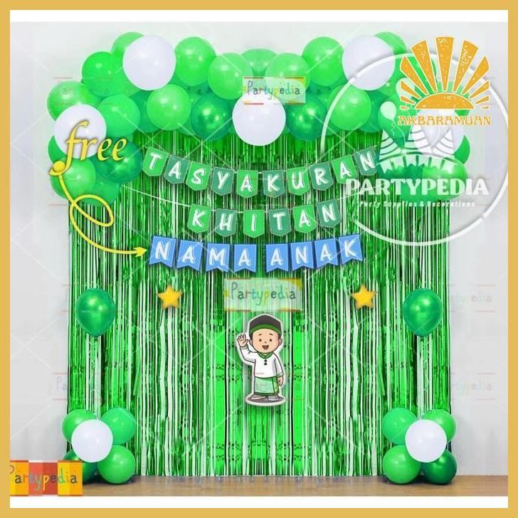akbaramuan Paket Dekorasi Tasyakuran Khitan Lengkap Balon Dan Bunting Premium