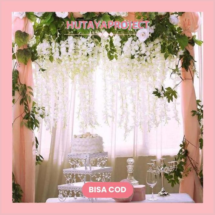 hutayaproject [ 1 Lusin/12 pcs ] WISTERIA GANTUNG JUMBO / Bunga Wisteria Besar warna Putih Terlaris