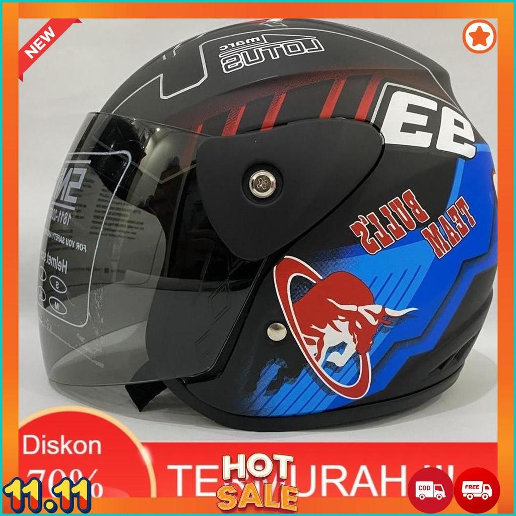 3.3 Helm Evo Semut Hitam Biru Doff Helem Nuvo Helmet Sni Dewasa Cod