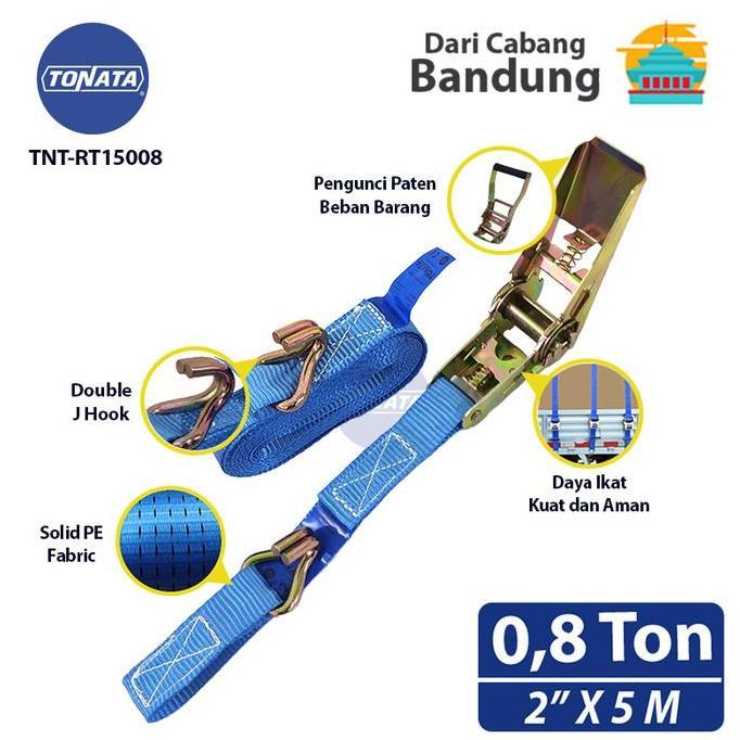 Ratchet Tie Down 1" X 5m / Cargo Belt 0.8 Ton / Tali Pengikat Barang
