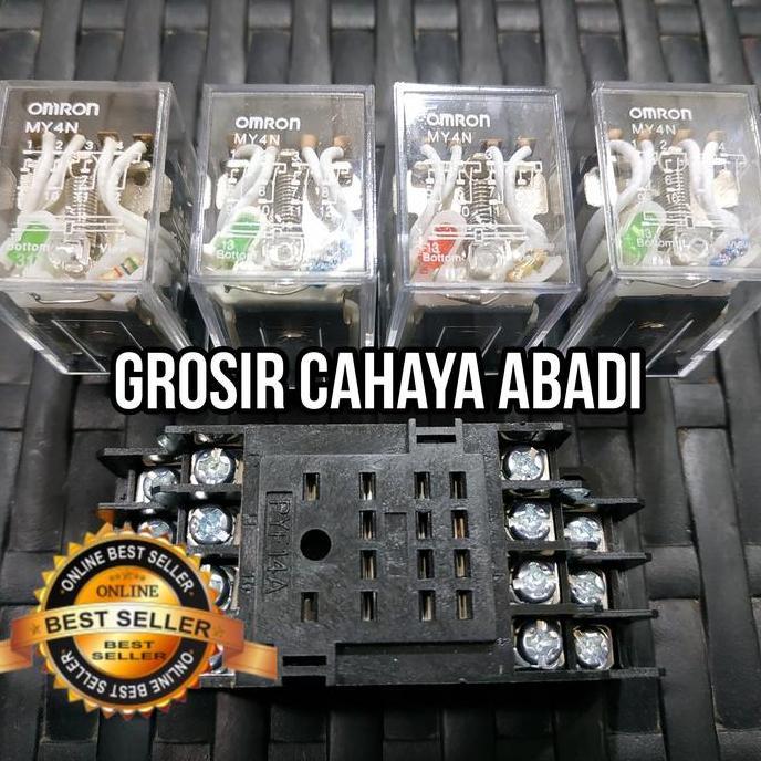 relay omron my4/my4n 110vac+socket 14kaki original/relay 110vac DISKON