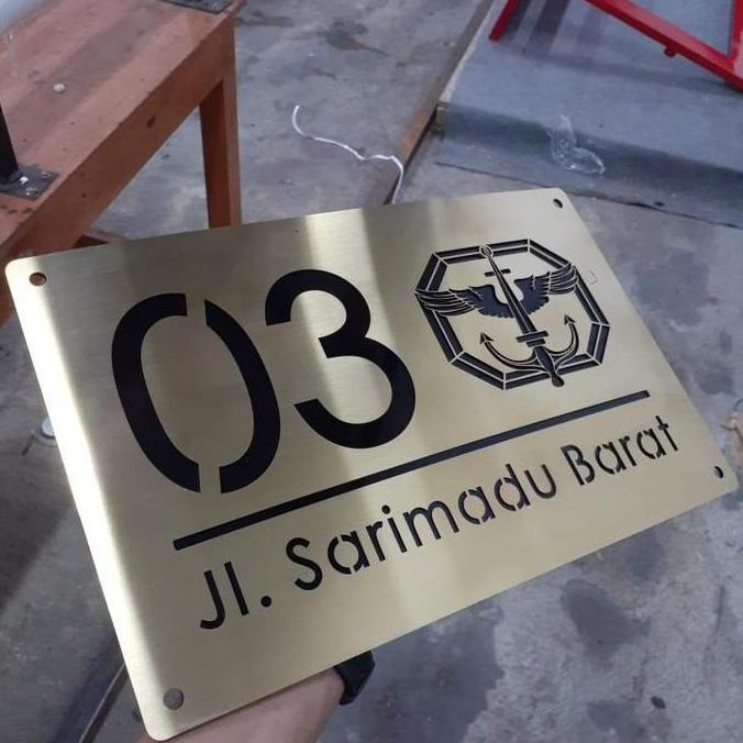 Nomor Rumah Stainless Gold Modern Murah