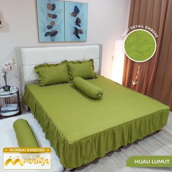 Monalisa Emboss Sprei Rumbai Uk 160 x 200 Tinggi Rumbai 40cm