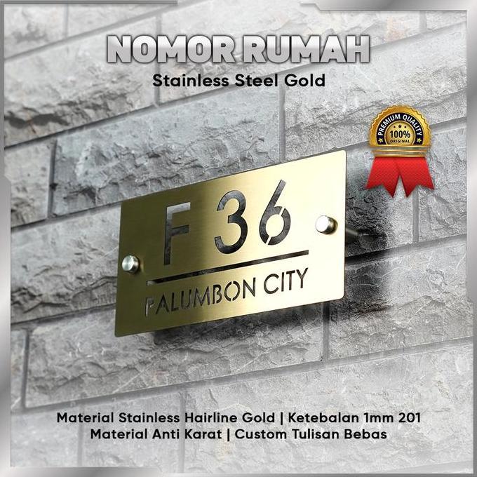 Nomor Rumah Stainless Steel Gold
