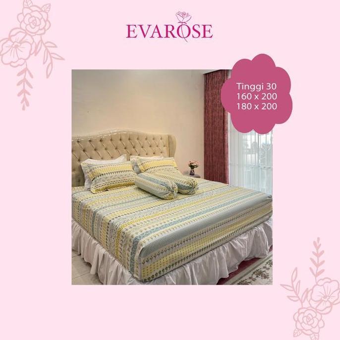 EVAROSE - SPREI SET T30 UKURAN 160 X 200 DAN 180 X 200 MOTIF CANTIK SARUNG BANTAL DAN SARUNG GULING 