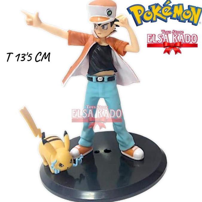 Action Figure Pokemon Ash Ketchum Pikachu Tinggi 13cm Pvc