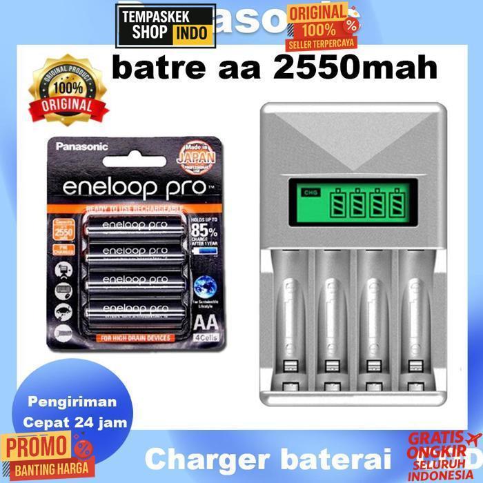 Baterai Eneloop Pro 100% Asli Baterai Isi Ulang  Aa Atau Aa X 4 Pc Batre Aa Charger Baterai Baterai 