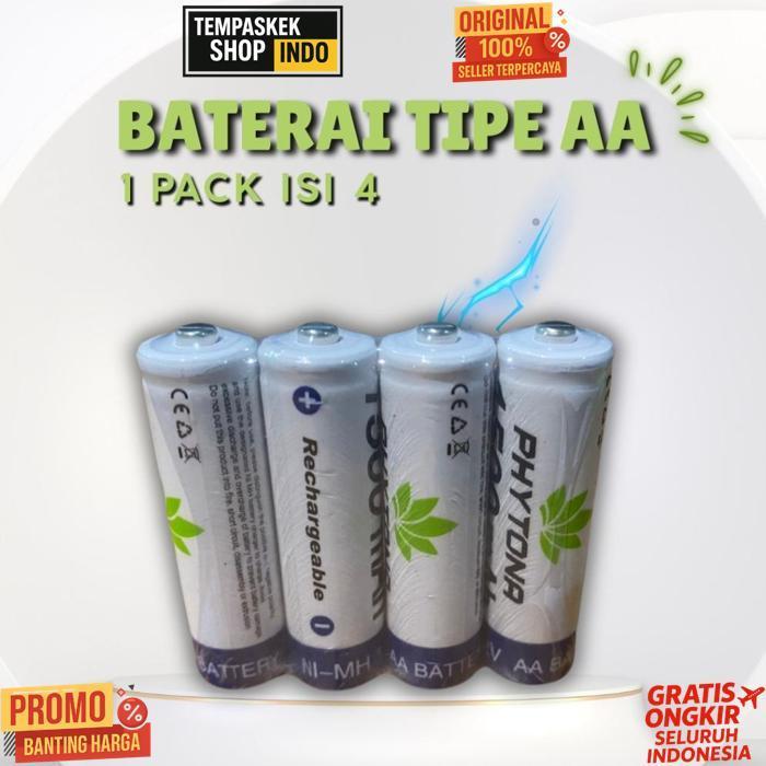 Baterai Cas Isi Ulang Aa-1500 Original Phytona 1500Mah 1.2Volt Rechargeable Sni