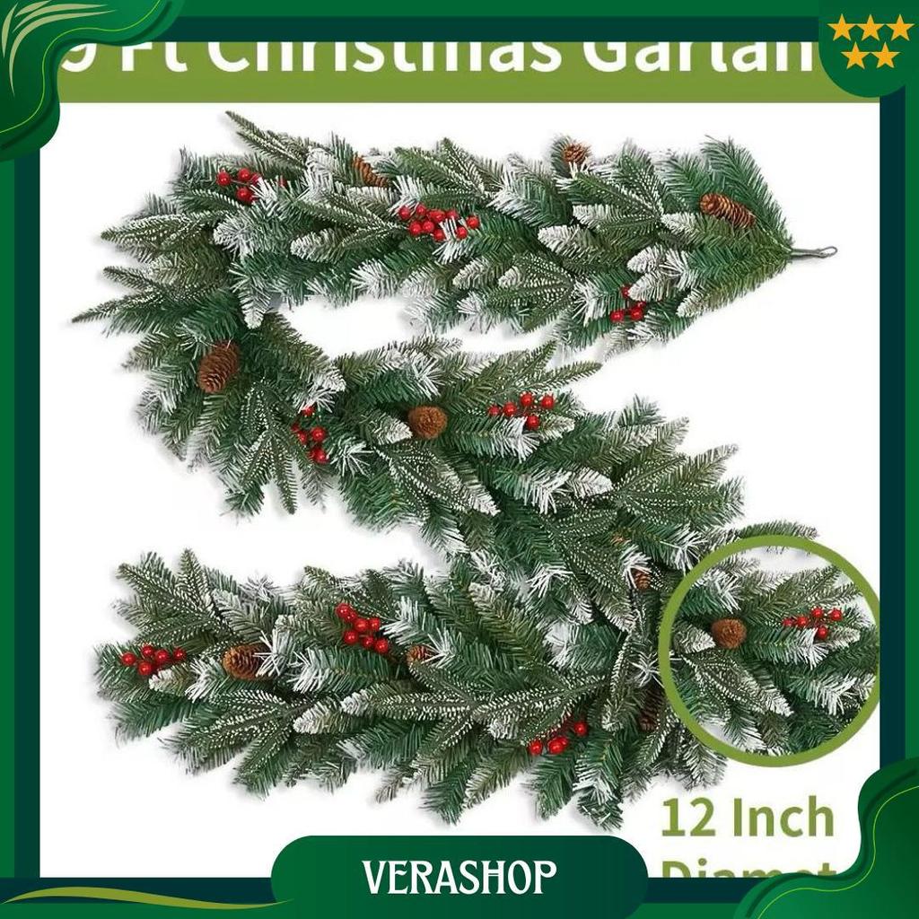 Garland Premium Garland Natal Salju Panjang Tebal Dengan Aksesoris Garland Salju Dekorasi Natal Kara