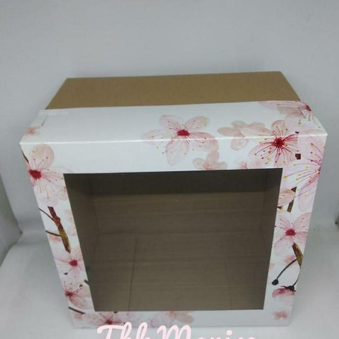 New- Box Kue Cherry Blossom Mika 25x25cm / Dus Kue / Kotak Kue / Cake Box