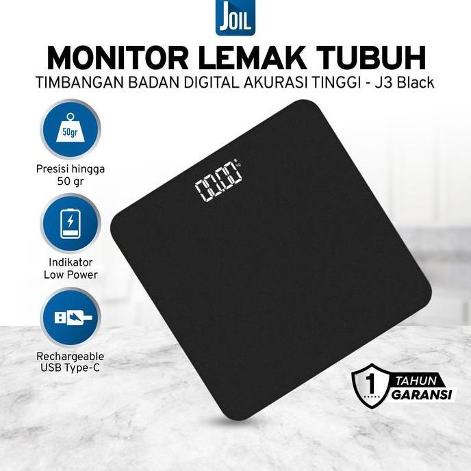 BLOODIBURS - JOIL TIMBANGAN BADAN DIGITAL BODY SCALE TEMPERED GLASS KG/LB AUTO CALIBRATION J3