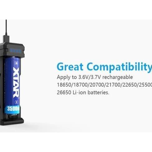 Xtar Sc1 Charger Baterai 1 Slot For Li-Ion 18650 18700 20700 26650