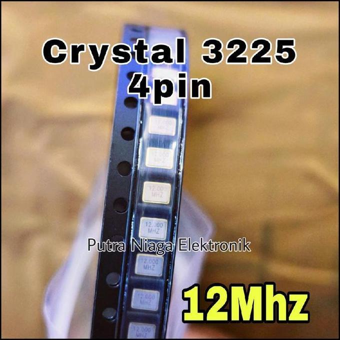 Terbaru (1) Crystal 12Mhz 4 pin 3225 SMD mini Kristal 4pin 12.000 Xtal 4p 3225 putran1a Ayo Beli