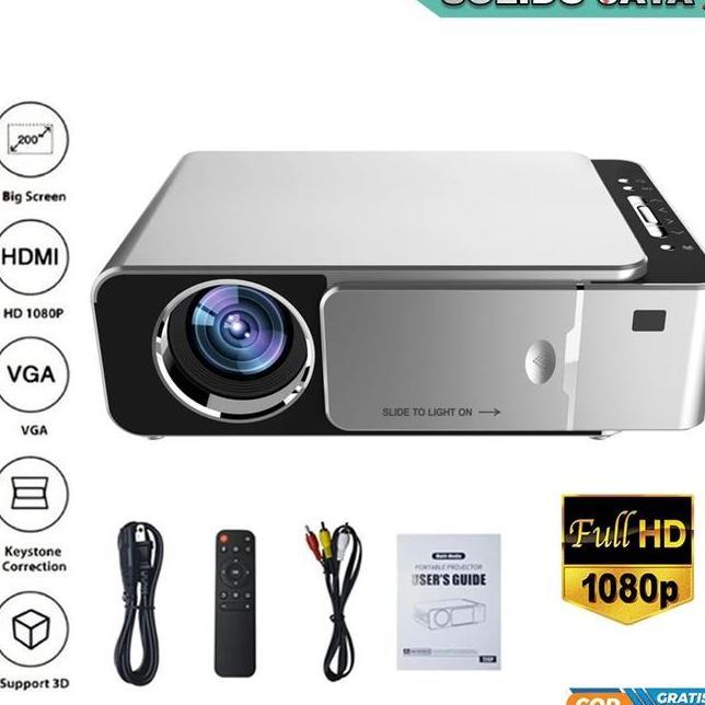 Proyektor 2024 Layar Tancap Projektor T6 Led 720P Hd Home Projector 3 Lumens Infokus Kualitas Tinggi