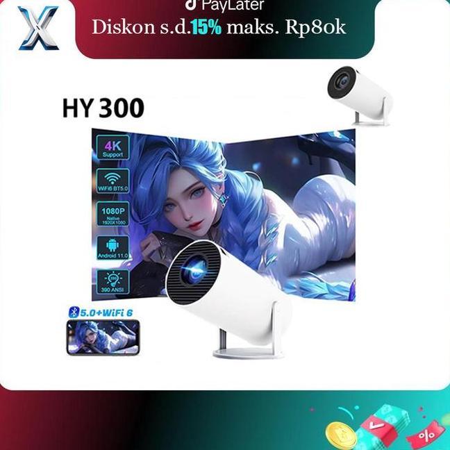 Smart Proyektor Hy300 Plus Ram 216Gb Android 11.0 Bluetooth 4K 2.45G Wifi 6.0 Outdoor Home Theater T