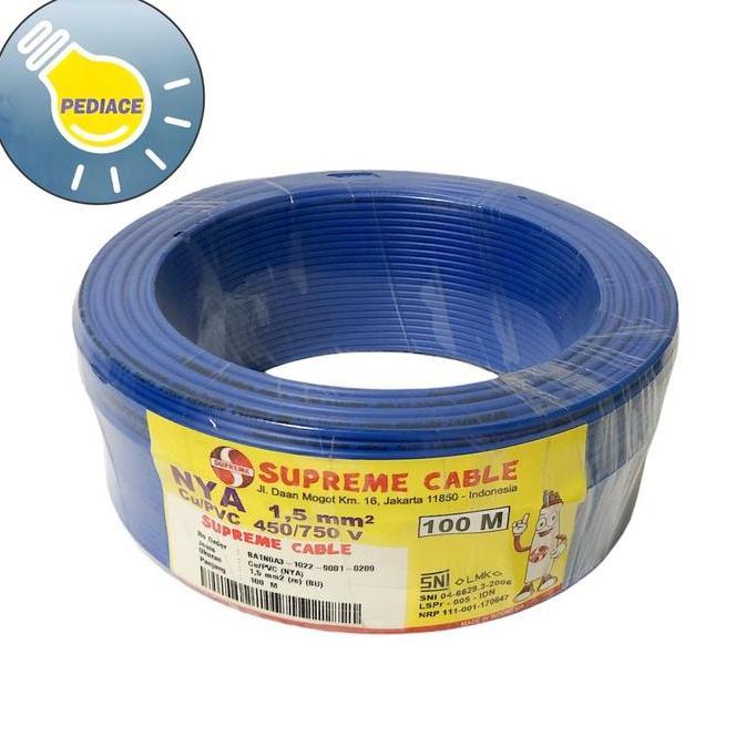 Kabel Tunggal Kawat NYA 1.5mm SUPREME Warna Biru1 Roll 100M