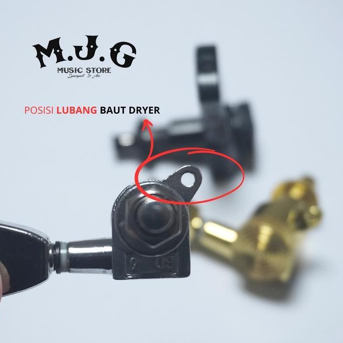 Dryer Gitar Locking Tuning Machine Puteran Gitar Elektrik 3R 3L Chrome Black Gold
