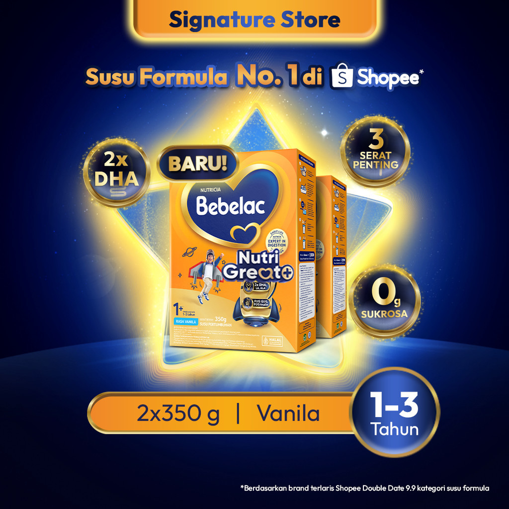 [BARU] Bebelac 1+ (1-3 Tahun) Vanila 2x350 gr Susu Pertumbuhan Bubuk