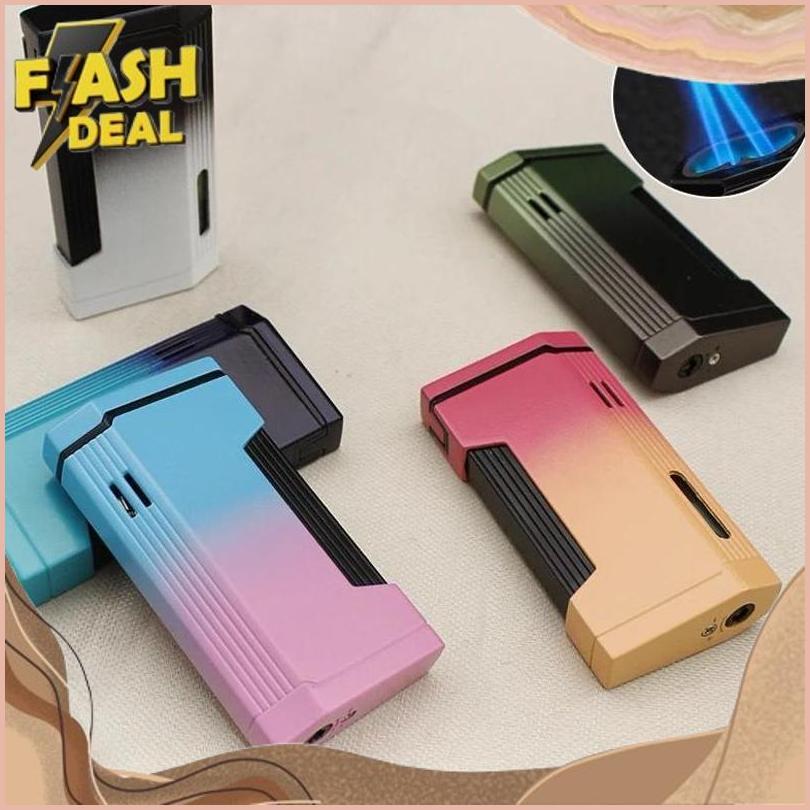 Terbaik Mancis Korek Api Bara Gas Dual Jet Torch 2 Api Korek Api Anti Angin Isi Ulang Gift Dr-02