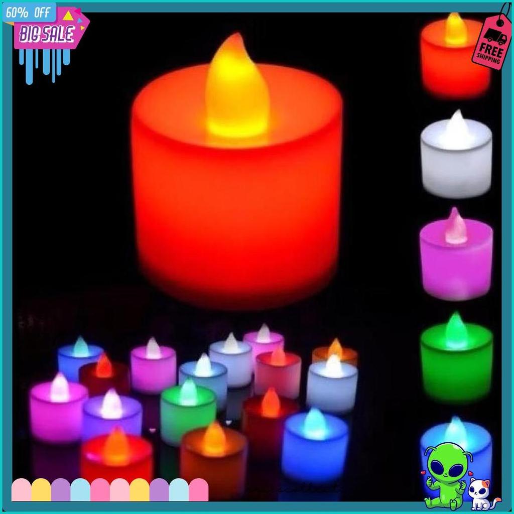 Cod Lilin Lampu Led Elektrik Candle Pesta Dekorasi Pink Biru Hijau Merah Kuning Natal