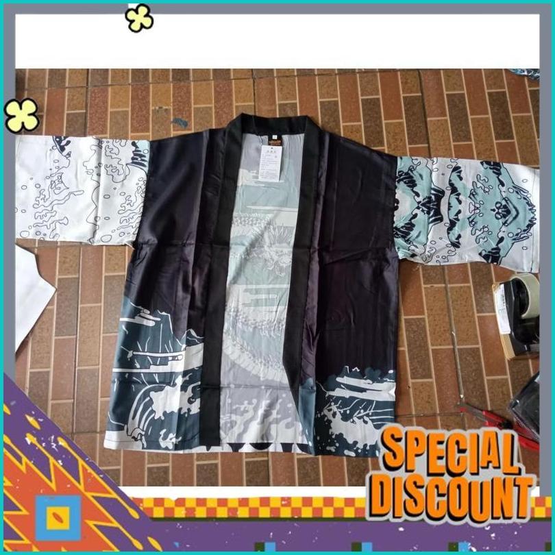 Flash Sale Kim-09 Loose Kimono Jepang Satin Printing Motif Naga Import Dr-02