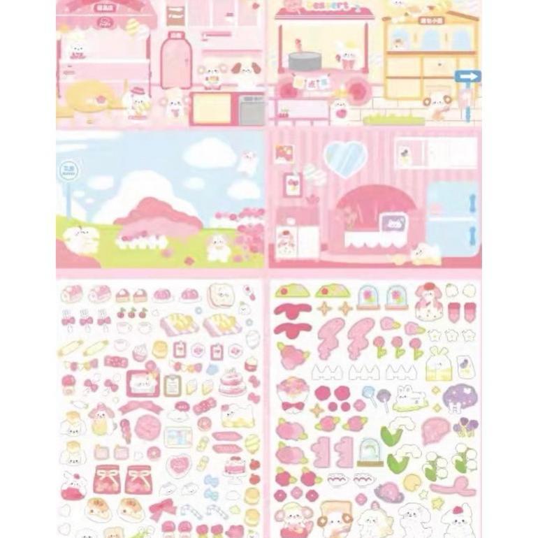 Buku Stiker Diy Bear Quite Book Beruang Landscape Sticker Ruangan Ready