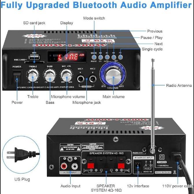 NEW BT-298A amplifier bluetooth Digital Amplifier 300W Audio Display + 300W Digital HIFI Audio Stere