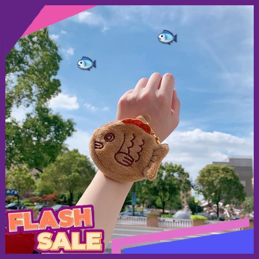 Smile Today Dota Dompet Koin Headset Taiyaki Kue Ikan Import Jepang Bulu Plush Purse Dr-02