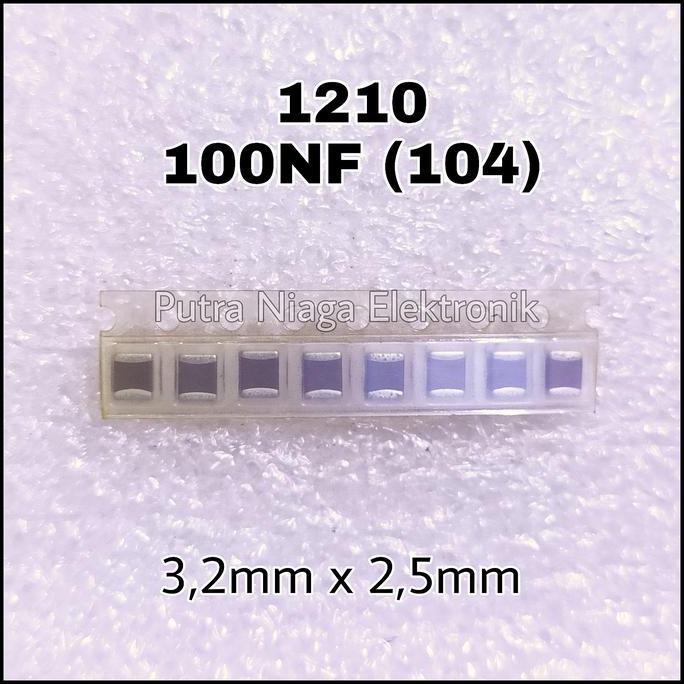 Baru (1) Kapasitor SMD 1210 100NF 100N 104 0.1uF Ukuran 3,2mm x 2,5mm putran1a Segera Dapatkan