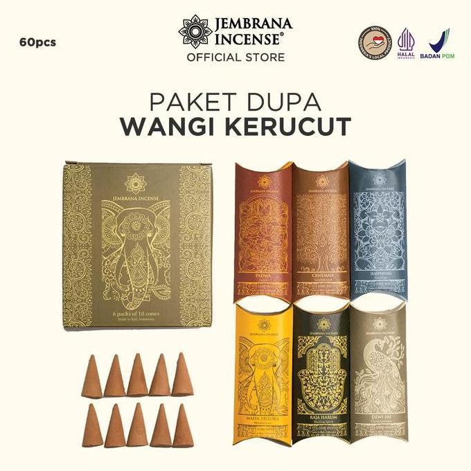 Terlaris Jembrana Incense - Paket Dupa Wangi Kerucut Bakar khas Bali - 60 pcs Mix Campur Aroma Bunga