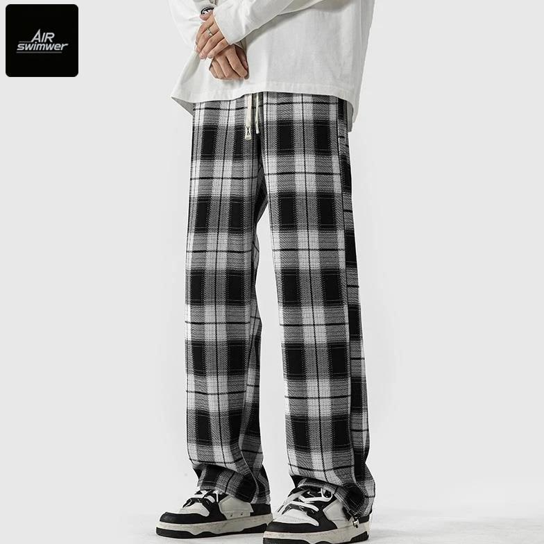 Murah Air Swimwear Oversize Jumbo Celana Panjang Pria Joger Baggy Pants Santai Kotak Kotak Korean St