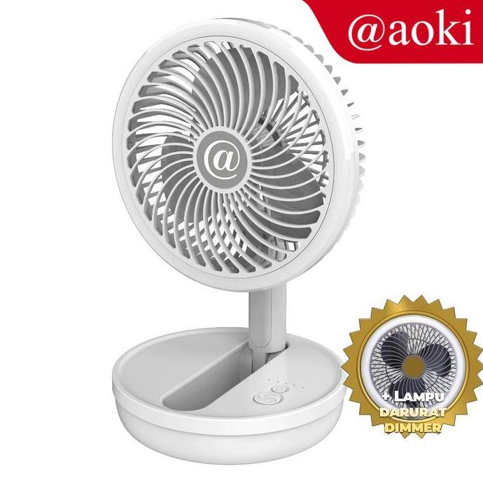 gonjabless - aoki portable fan 2in1 - kipas angin lipat baterai rechargeable & usb