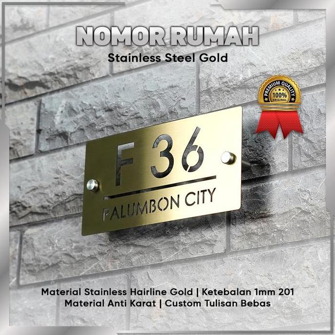Nomor Rumah Stainless Steel Gold CO