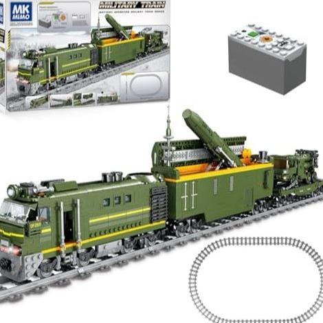 MKmimo Military Train Building Kit, Compatible with Lego Military Army Train Building Block