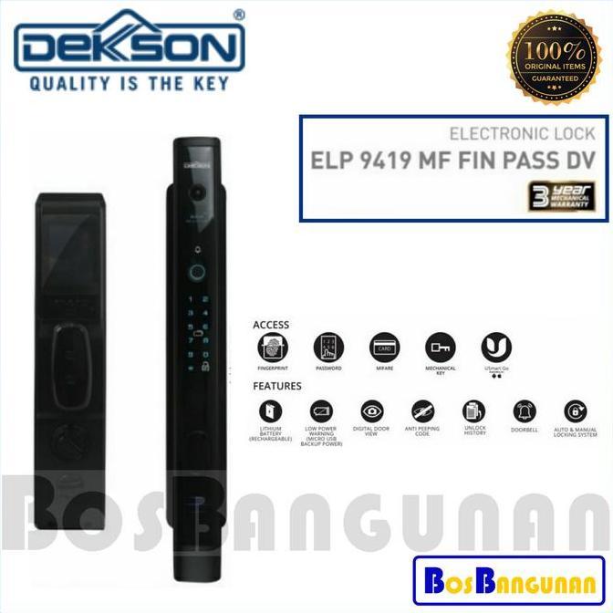 DEKKSON Smart Digital Electronic Lock ELP 9419 MF FIN PASS DV CO