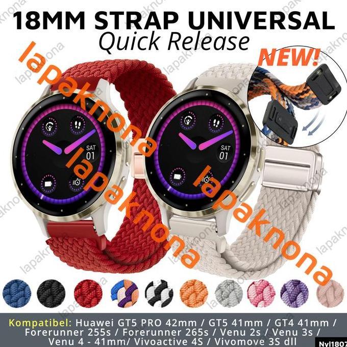 18mm BRAID MAGNET Strap Huawei Watch GT5 PRO 42mm / GT5 41mm / GT4 41mm / Garmin Venu 3s 2s / Foreru