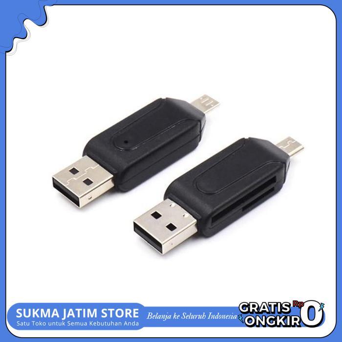 CARDREADER OTG 2.0 USB 2 SLOT CARD READER MEMORI MICRO ADAPTOR MMC SAMBUNGAN HP MEMORY CUCI GUDANG