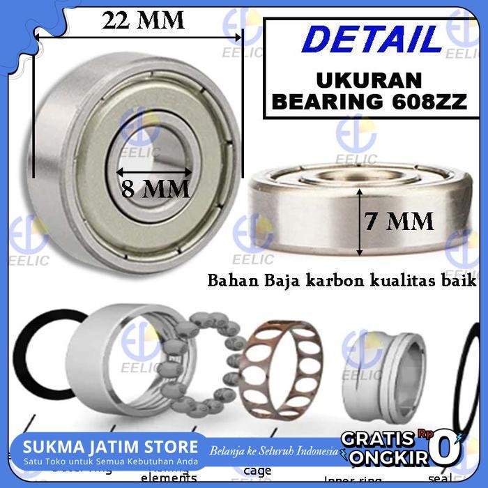 EELIC BEK-608- ZZ BEARING BALL BEARING MOTOR BEARING YOYO BEARING SPINER BEARING BAHAN METAL CUCI GU