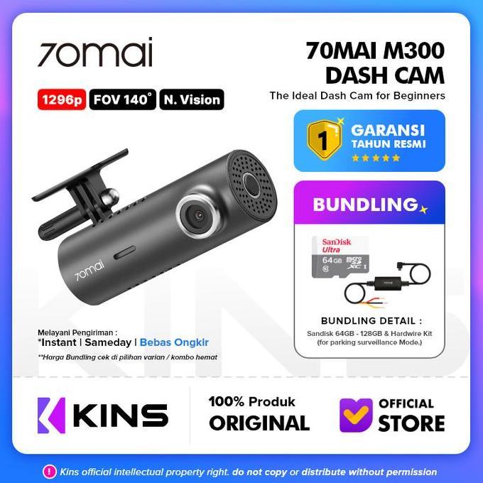 Promo 70Mai Dash Cam M300 1296P Fov 140 Night Vision 70Mai M300 Garansi