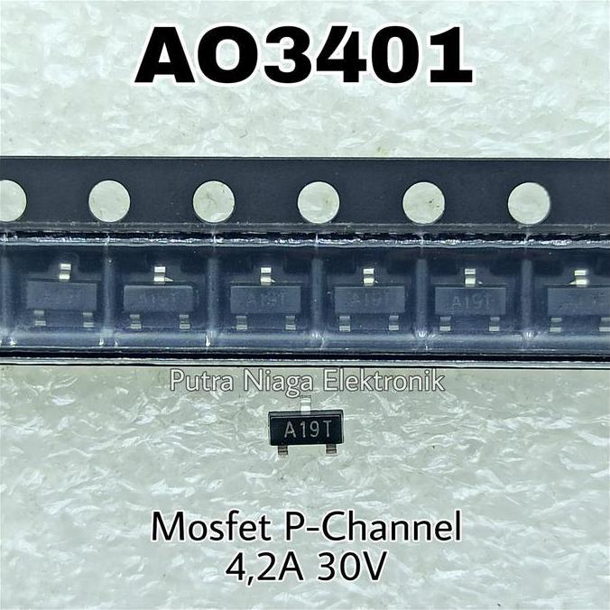 Baru (10) AO3401 SMD Power Mosfet P Channel SOT23 / AO 3401 P-Ch 4,2A 30V putran1a Kualitas Baik
