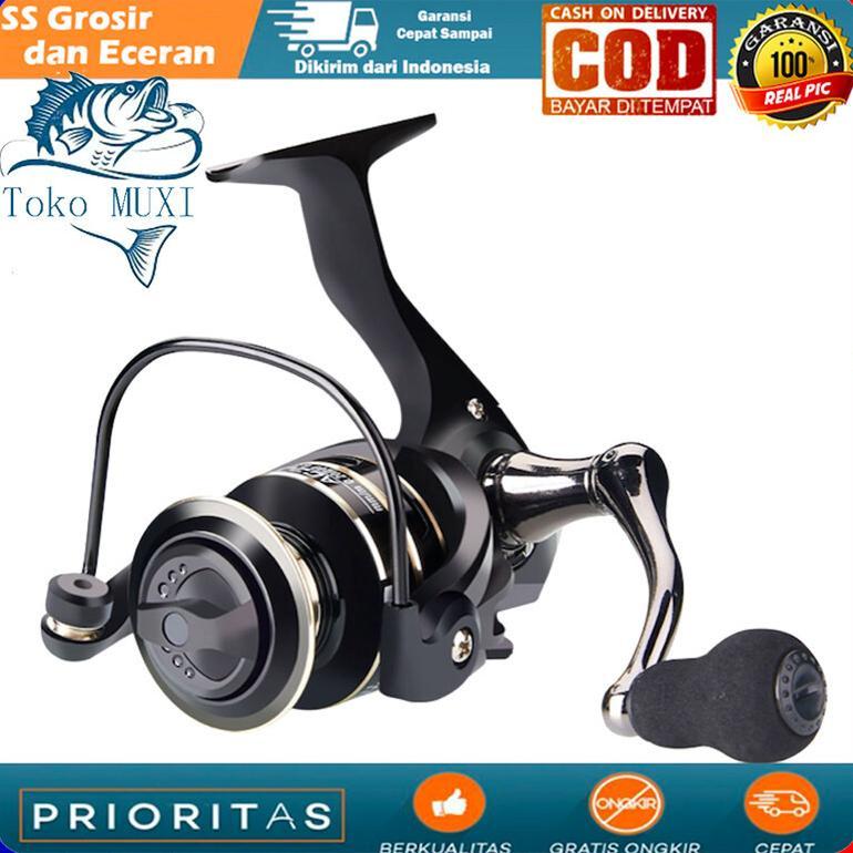 BISA COD-REEL FISHING PANCING METAL SPOOL DEUKIO AC2000-7000 WARNA HITAM katrol pancing full besi re