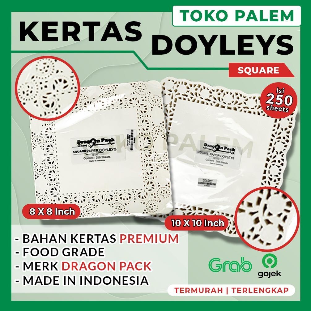 Kertas Doyleys (Putih-Kotak) / Doilies Paper Renda / Alas Toples Kue