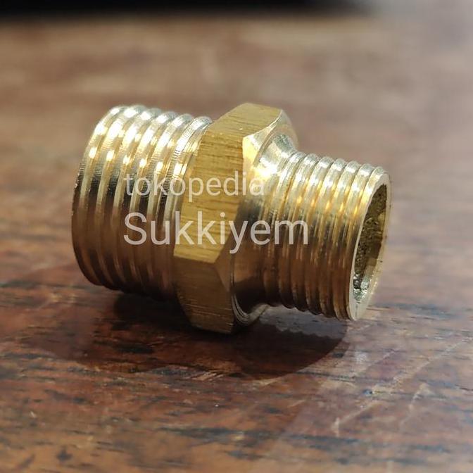 *:*:*:*:*] Double Nepel 1/2 x 3/8 Inch Kuningan Neple 1/2" 3/8"