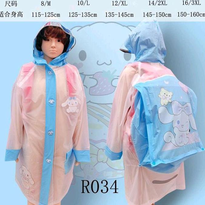 Jas hujan anak ransel / Mantel hujan anak / Jaket hujan anak dengan tas ransel murah