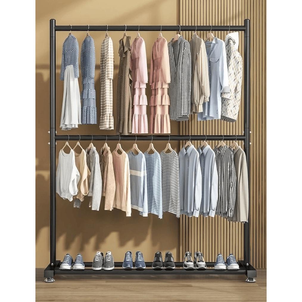 Rak Gantungan Baju Besi / Gantungan Baju Berdiri 2 Tingkat