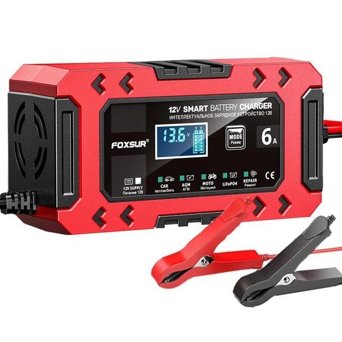 Sale Foxsur Charger Aki Mobil Motor Intelligent Battery Charger 12V 6A