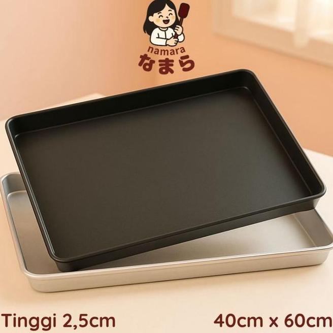 Namara Loyang Roti Kue 40X60Cm Anti Lengket Bla Teflon Sier Aluminium Tinggi 2.5Cm Loyang Oven Bakin
