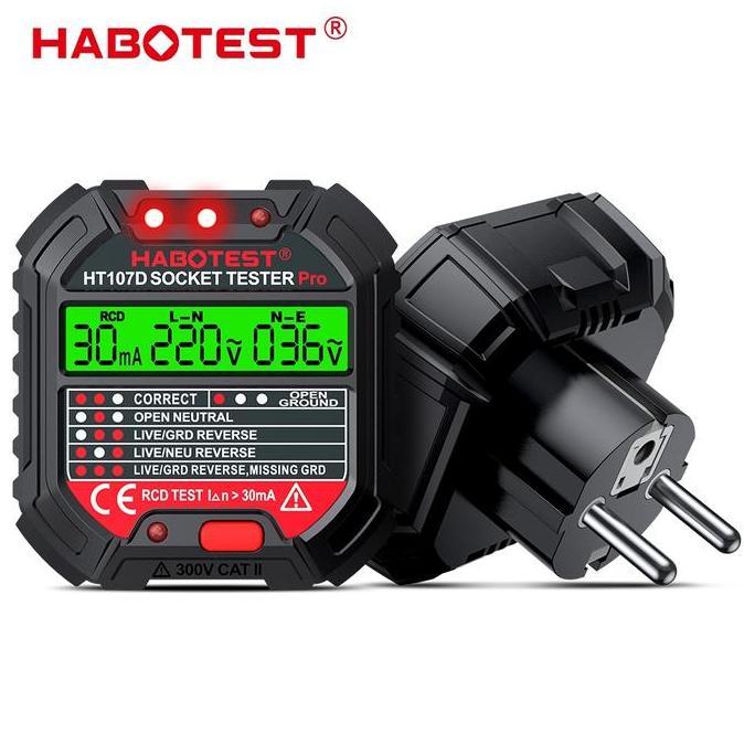 Habotst Ht107D Digital Smart Socket Tester Detector Voltage Test Ori - Ht107D Kualitas Terbaik Harga